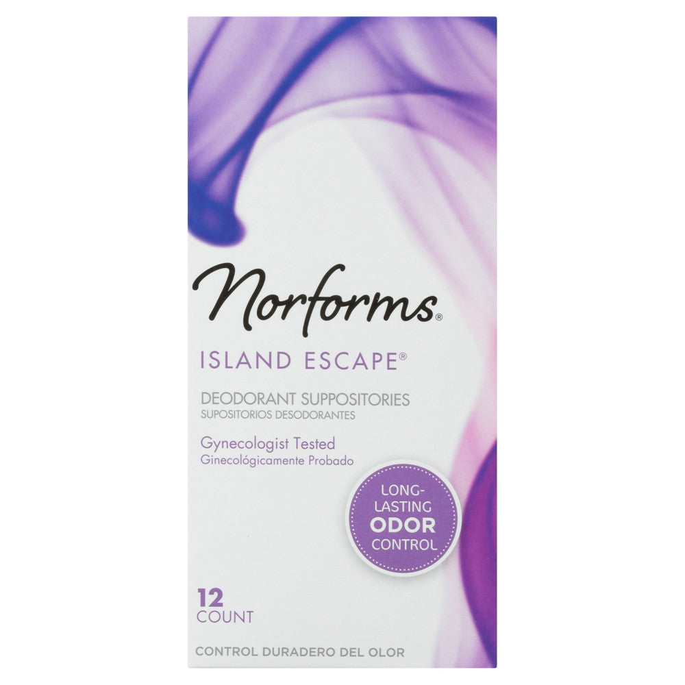 Norforms Feminine Deodorant Suppositories, Island Escape - 12 Ea